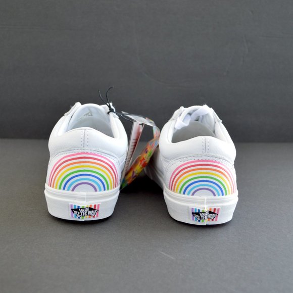 VANS OLD SKOOL FLOUR SHOP RAINBOW WHITE LEATHER SNEAKER SHOES NEW - Picture 6 of 14